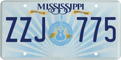 MS license plate ZZJ775