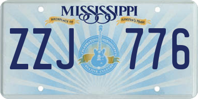 MS license plate ZZJ776