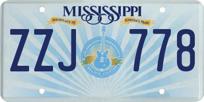 MS license plate ZZJ778