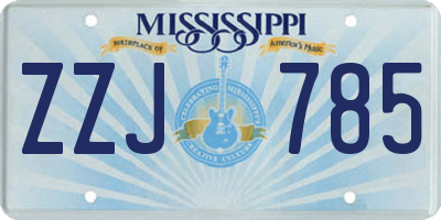 MS license plate ZZJ785