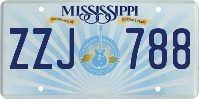 MS license plate ZZJ788