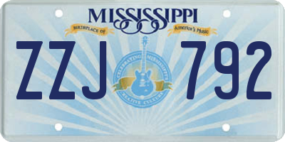 MS license plate ZZJ792