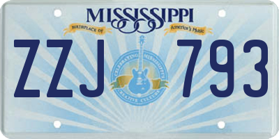 MS license plate ZZJ793