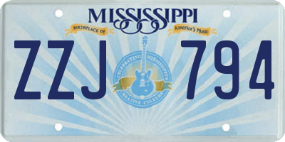 MS license plate ZZJ794