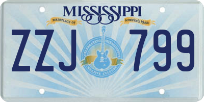 MS license plate ZZJ799