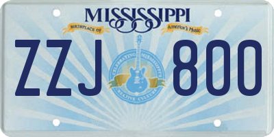 MS license plate ZZJ800