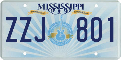 MS license plate ZZJ801