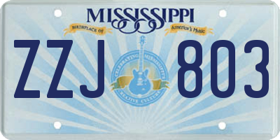 MS license plate ZZJ803