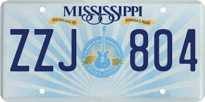 MS license plate ZZJ804