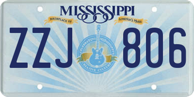 MS license plate ZZJ806