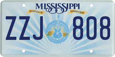 MS license plate ZZJ808