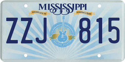 MS license plate ZZJ815