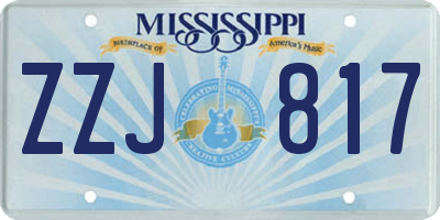 MS license plate ZZJ817
