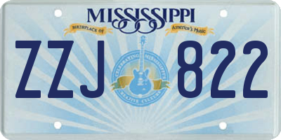 MS license plate ZZJ822