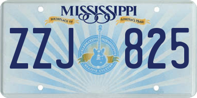 MS license plate ZZJ825