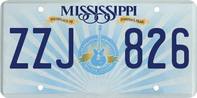 MS license plate ZZJ826