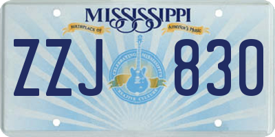 MS license plate ZZJ830