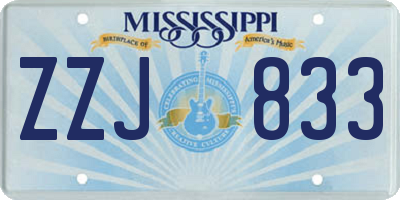 MS license plate ZZJ833