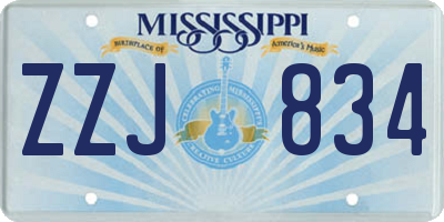 MS license plate ZZJ834