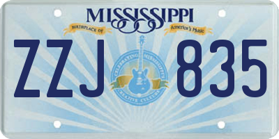 MS license plate ZZJ835
