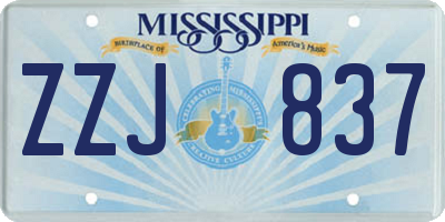 MS license plate ZZJ837