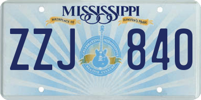 MS license plate ZZJ840