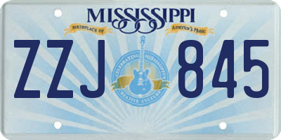 MS license plate ZZJ845