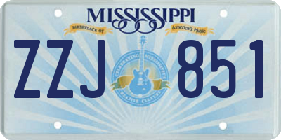 MS license plate ZZJ851
