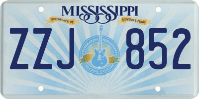 MS license plate ZZJ852