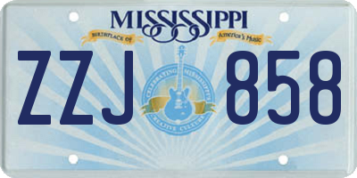 MS license plate ZZJ858