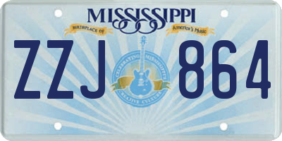 MS license plate ZZJ864