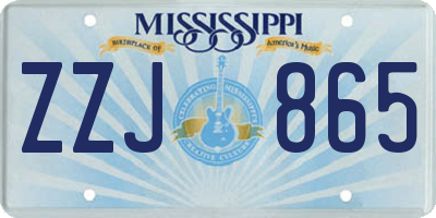 MS license plate ZZJ865