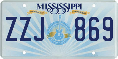 MS license plate ZZJ869