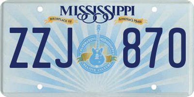 MS license plate ZZJ870
