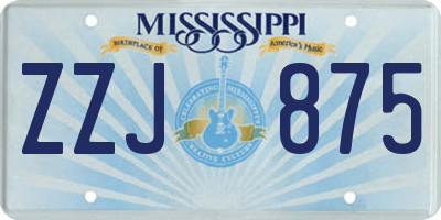 MS license plate ZZJ875