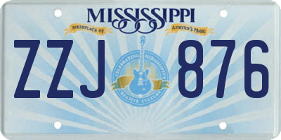 MS license plate ZZJ876