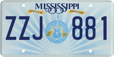 MS license plate ZZJ881