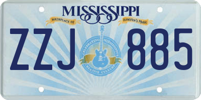 MS license plate ZZJ885