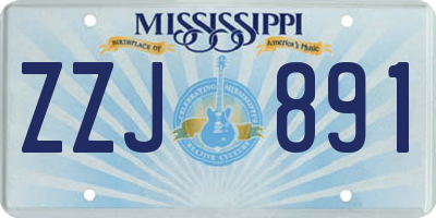 MS license plate ZZJ891