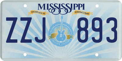 MS license plate ZZJ893