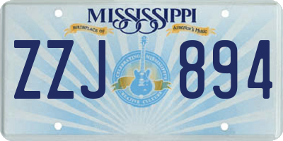 MS license plate ZZJ894