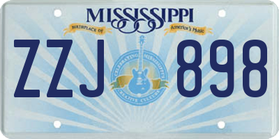 MS license plate ZZJ898
