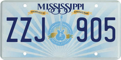MS license plate ZZJ905