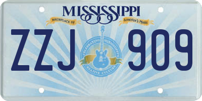 MS license plate ZZJ909