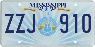 MS license plate ZZJ910