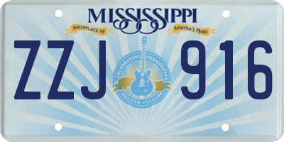 MS license plate ZZJ916