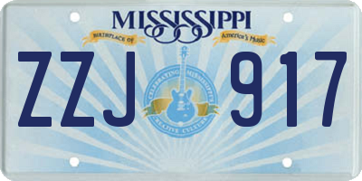 MS license plate ZZJ917