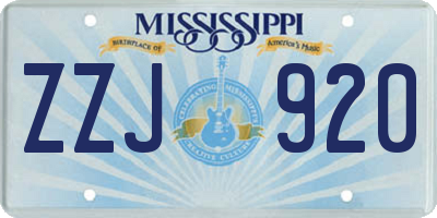 MS license plate ZZJ920