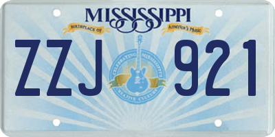 MS license plate ZZJ921