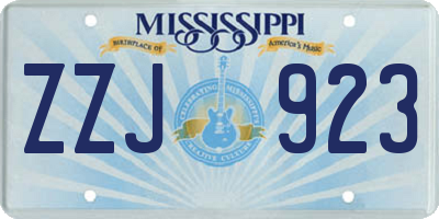 MS license plate ZZJ923